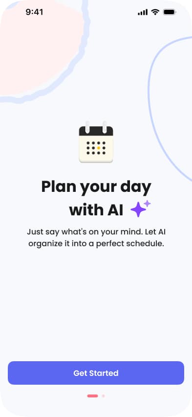 LifeForge onboarding in light mode — plan your day with AI