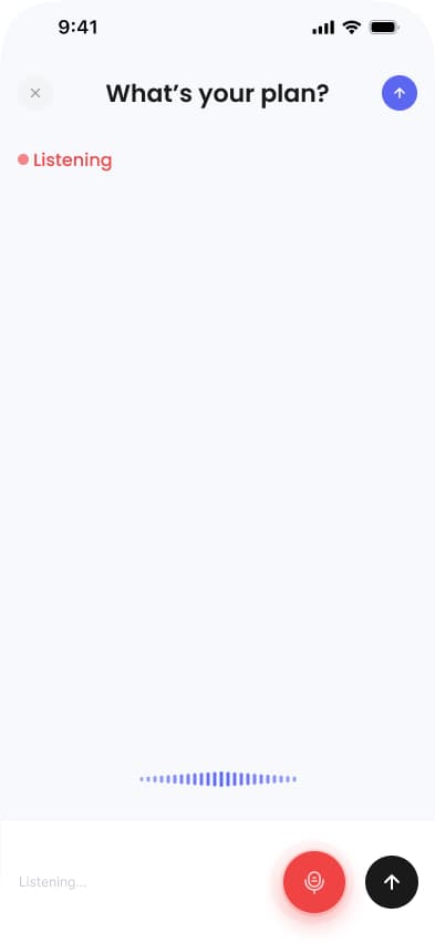 LifeForge voice capture in light mode — listening state